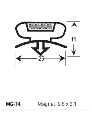 MG14 - Magnetic Gasket PVC, Magnet 9.8 x 3.1, Grey, Supplied In 3 Metre Lengths - Oxford Hardware - MG14
