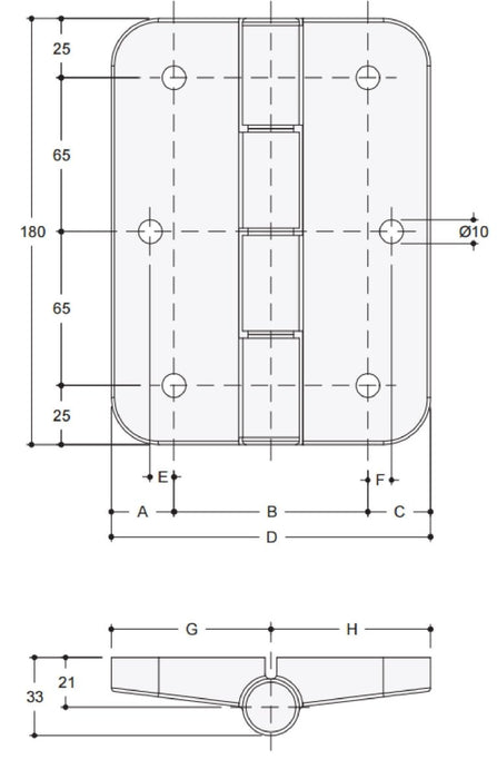 100 :: Aluminium Butt Hinge - Oxford Hardware - R015837
