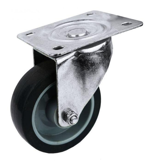 100TPRUBP - 100mm Grey Rubber Castor unbraked with plate - Oxford Hardware - 100TPRUBP