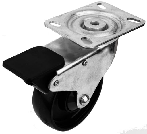 1322710 - 4” (100mm) Black Nylon Castor with Plate Braked - Oxford Hardware - 1322710