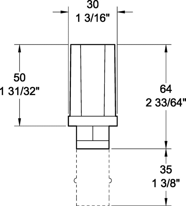 55 303 2001 - Bullet Foot, Zamac, Nickel Plated for 30mm square tube - Oxford Hardware - 55 303 2001C