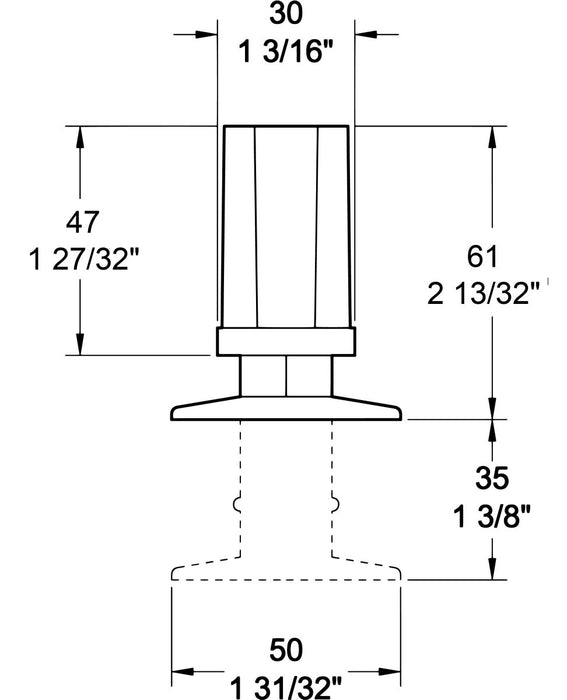 Insert Foot Rectangular Adjustable Foot Inserts - Aluminium - Oxford Hardware