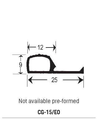 CG15EO - Compression Gasket PVC, Grey, Supplied In 3 Metre Lengths, Not Available Pre-Formed - Oxford Hardware - CG15EO