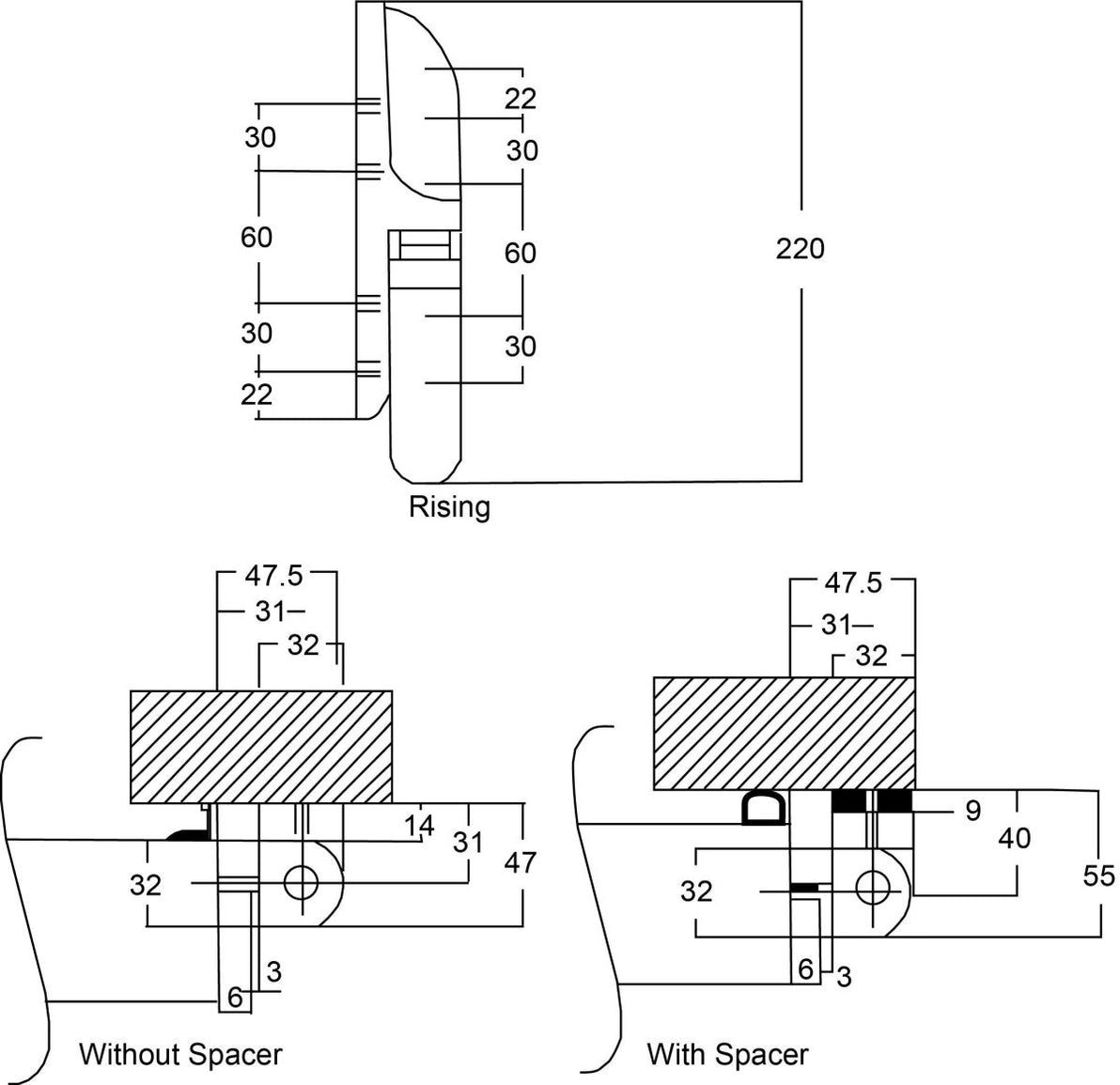 Edgemount Lift Off Hinge 2800 Series Oxford Hardware