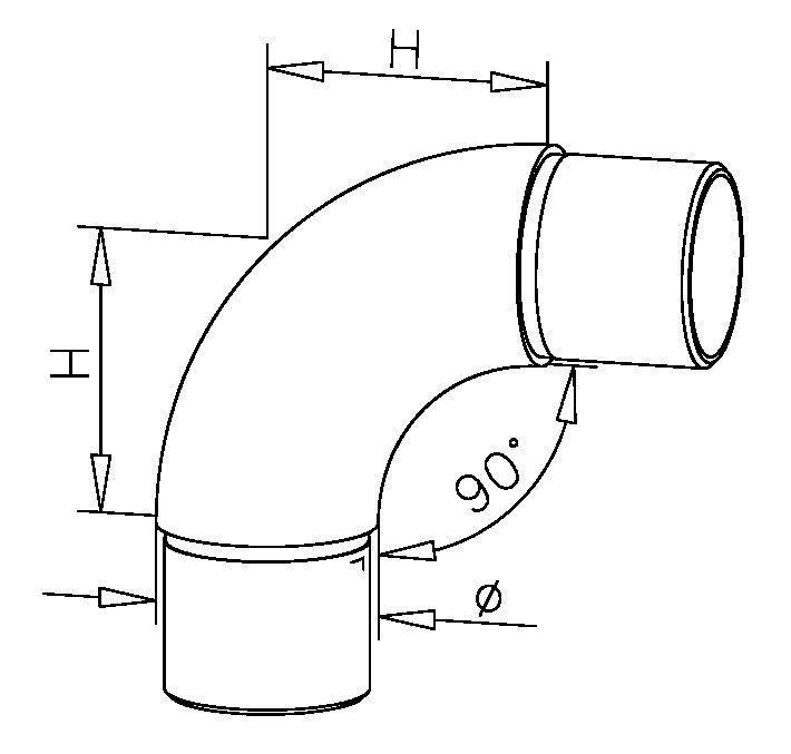 Flush Curved Elbow 90° - Ø38.1mm (1.5”) - Oxford Hardware - 11.0301.038.22