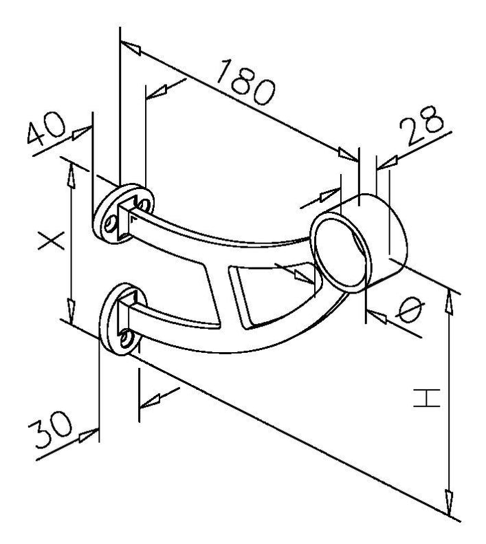 Footrail Bracket - Ø38.1mm (1.5”) - Oxford Hardware