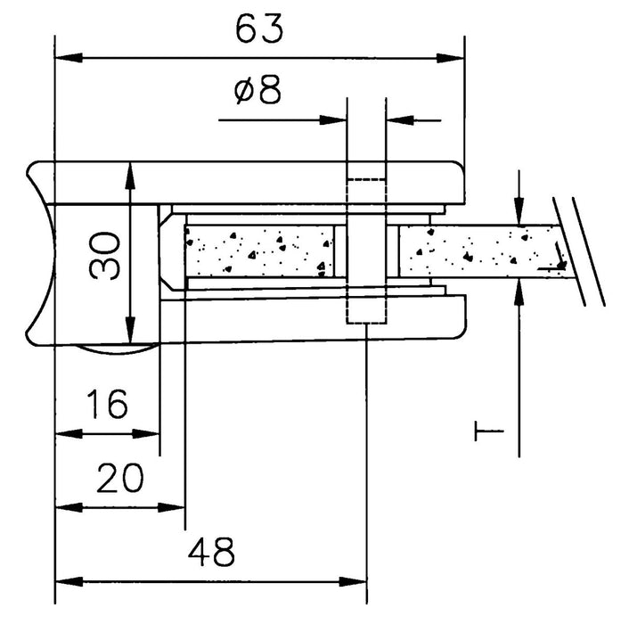 Glass Clamp :: Model 25 :: For Tube Ø38.1 - 42.4mm - Oxford Hardware - 12.2512.038.12