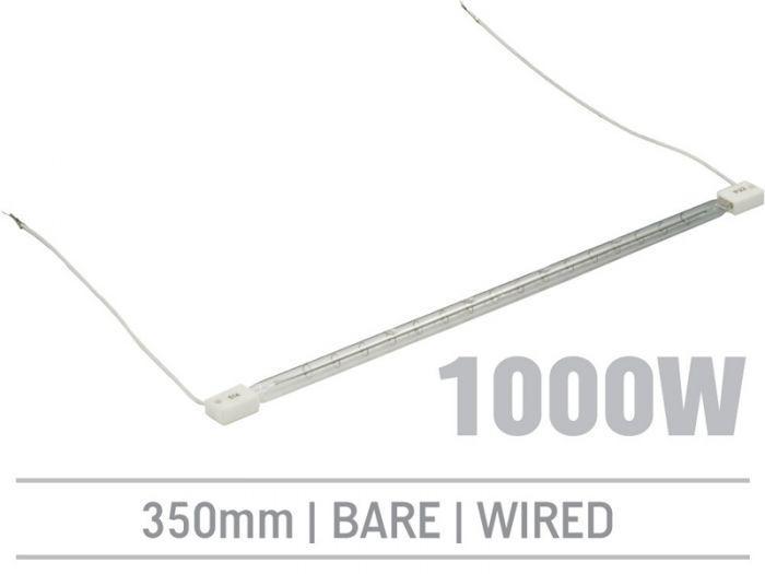 IRL1000LHRB - 1000W Bare Infrared Quartz Bulb, Hard Wired with Flying Leads 350mm - Oxford Hardware - IRL1000LHRB