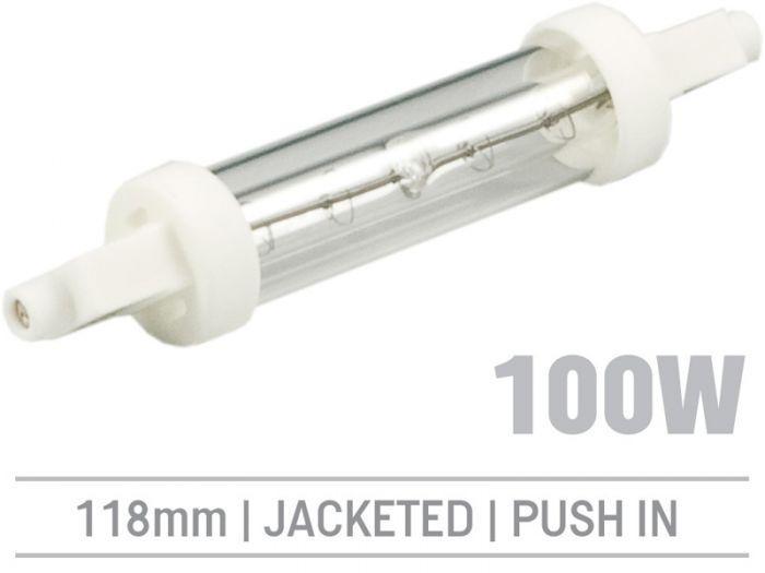 IRL100JV - 100W Jacketed Infrared Quartz Bulb, Push-In 118mm - Oxford Hardware - IRL100JV