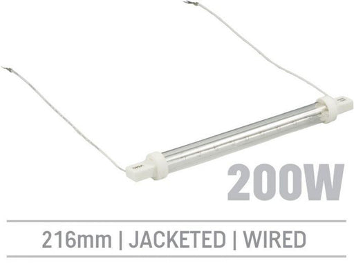 IRL200LHRJ - 200W Jacketed Infrared Quartz Bulb, Hard Wired with Flying Leads 216mm - Oxford Hardware - IRL200LHRJ