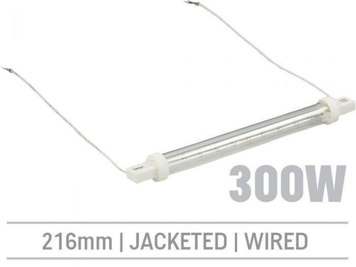 IRL300LHRJ - 300W Jacketed Infrared Quartz Bulb, Hard Wired with Flying Leads 216mm - Oxford Hardware - IRL300LHRJ