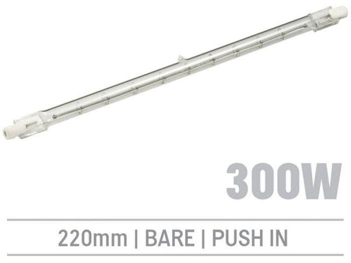 IRL300PB - 300W Bare Infrared Quartz Bulb, Push-In 220mm - Oxford Hardware - IRL300PB