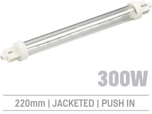 IRL300PJ - 300W Jacketed Infrared Quartz Bulb, Push-In 220mm - Oxford Hardware - IRL300PJ