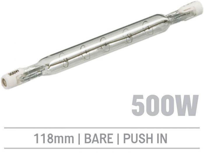IRL500B - 500W Bare Infrared Quartz Bulb, Push-In 118mm - Oxford Hardware - IRL500B