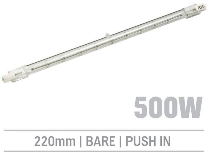 IRL500PB - 500W Bare Infrared Quartz Bulb, Push-In 220mm - Oxford Hardware - IRL500PB