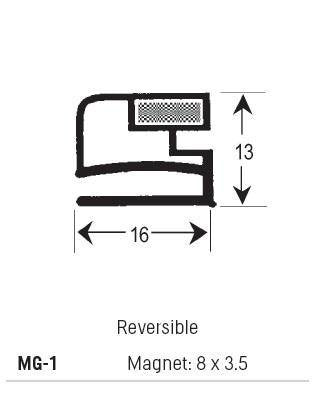 MG1 - Magnetic Gasket, PVC, Reversible, Magnet 8 x 3.5, Grey, Supplied In 3 Metre Lengths - Oxford Hardware - MG1