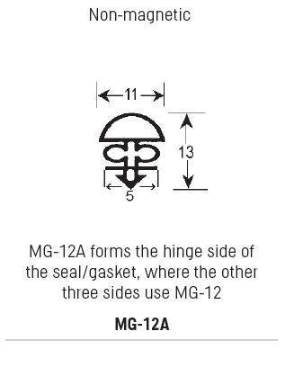 MG12A - Non-Magnetic Gasket PVC, Hinge side is MG-12A & other 3 sides are MG-12, Supplied In 3 Metre Lengths - Oxford Hardware - MG12A