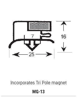 MG13 - Magnetic Gasket PVC, Incorporates Tri-Pole Magnet, Grey, Supplied In 3 Metre Lengths - Oxford Hardware - MG13