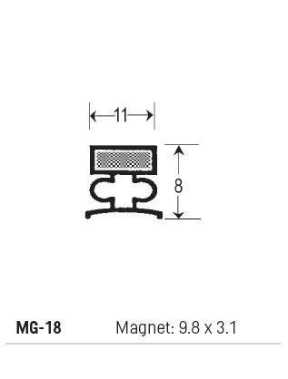 MG18 - Magnetic Gasket PVC, Magnet 9.8 x 3.1, Grey, Supplied In 3 Metre Lengths - Oxford Hardware - MG18