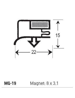 MG19 - Magnetic Gasket PVC, Magnet 8 x 3.1, Grey, Supplied In 3 Metre Lengths - Oxford Hardware - MG19