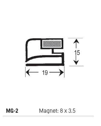 MG2 - Magnetic Gasket PVC, Magnet 8 x 3.5, Grey, Supplied In 3 Metre Lengths - Oxford Hardware - MG2