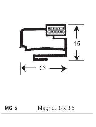 MG5 - Magnetic Gasket PVC, Magnet 8 x 3.5, Grey, Supplied In 3 Metre Lengths - Oxford Hardware - MG5