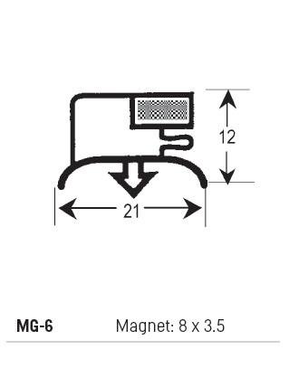 MG6 - Magnetic Gasket PVC, Magnet 8 x 3.5, Grey, Supplied In 3 Metre Lengths - Oxford Hardware - MG6