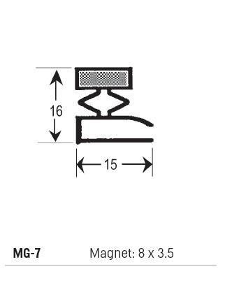 MG7 - Magnetic Gasket PVC, Magnet 8 x 3.5, Grey, Supplied In 3 Metre Lengths - Oxford Hardware - MG7