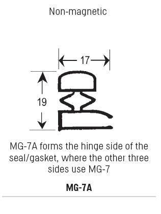 MG7A - Non-Magnetic Gasket PVC, Hinge side is MG-7A & other 3 sides are MG-7, Supplied In 3 Metre Lengths - Oxford Hardware - MG7A