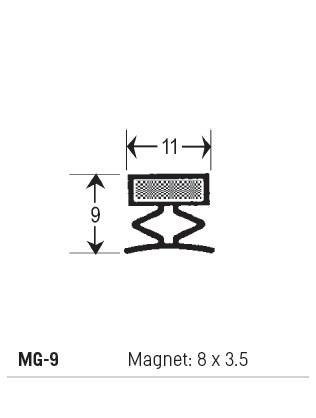 MG9 - Magnetic Gasket PVC, Magnet 8 x 3.5, Grey, Supplied In 3 Metre Lengths - Oxford Hardware - MG9