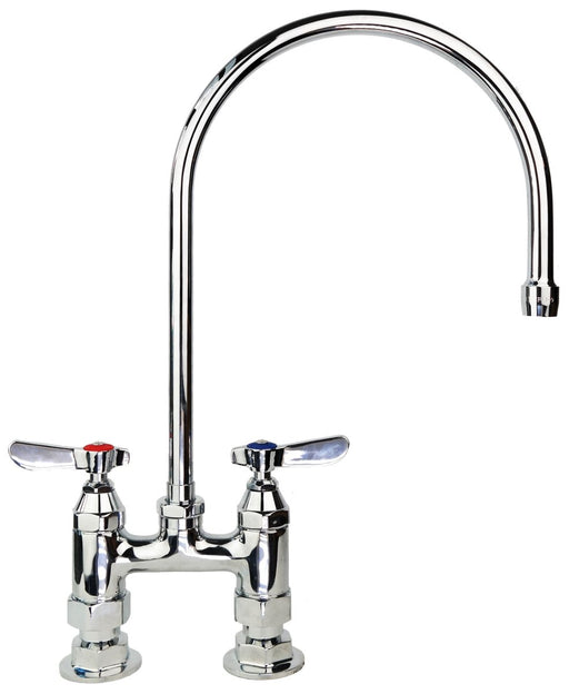 OHD3G8-4 - Twin pedestal, Twin feed Pantry Tap with 8" Gooseneck Spout (4" Centres) - Oxford Hardware - OHD3G8-4