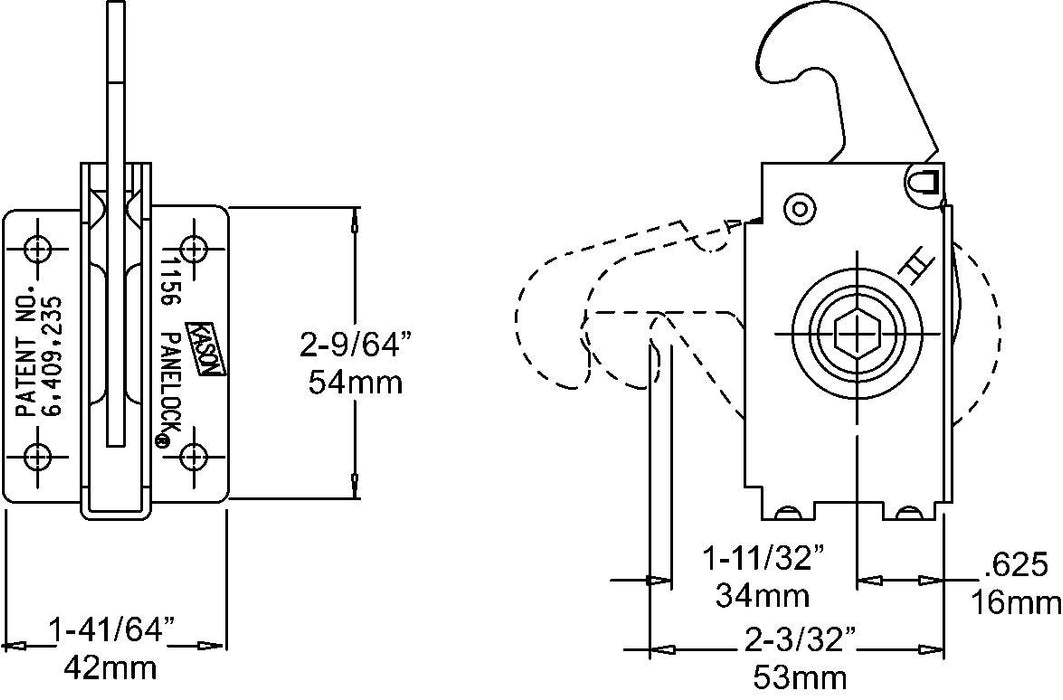 Panel Fastener :: 1156A & B Locking Points - Oxford Hardware - 1156B00004