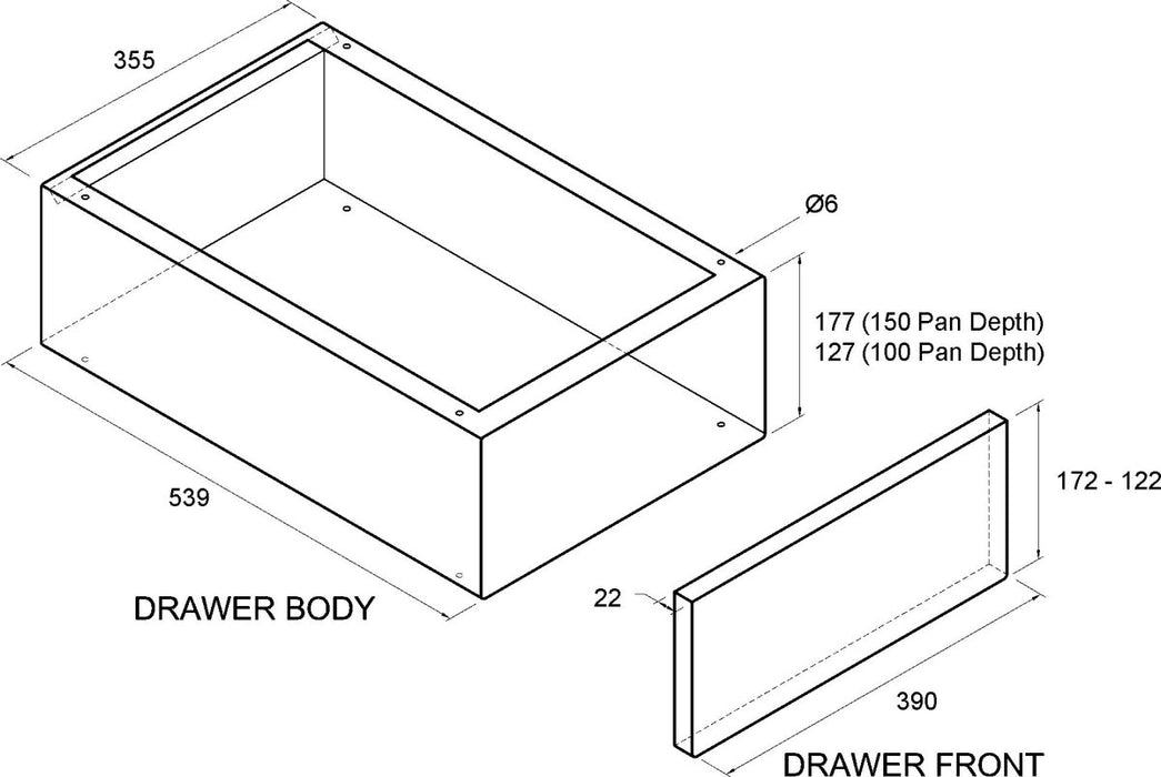 Undercounter Drawers :: With and Without Lock - Oxford Hardware - TD25